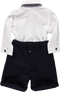 Conjunto de camisa branca com papillon e calções marinho