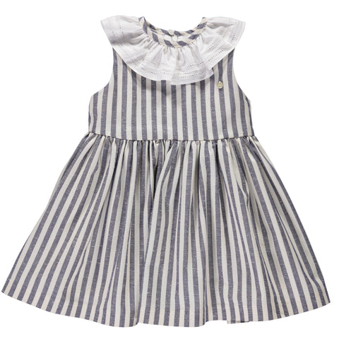 Blue dress with stripes and bow