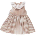 Brown dress with stripes and bow