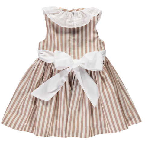 Brown dress with stripes and bow
