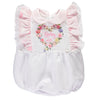 Body de menina branco com folhos e estampado floral