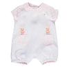 Body de menina branco com bordado floral rosa e ursinhos