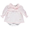 Knit bodysuit for baby girl with tunic in pink fabric with embroidery