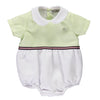 Green and white bodysuit for baby boy with texture and ribbon