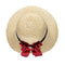 Chapéu de palha com fita marinho e laço vermelho