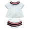 Girl's white set with striped ruffles