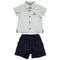 Set for boys with green shirt and navy shorts
