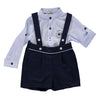 Blue boy's set with shirt and shorts with straps