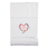 White baby girl blanket with floral heart print