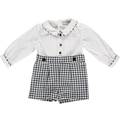 Baby bodysuit with black and white checkered shorts