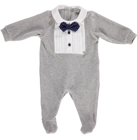 Babygrow cinza em algodão com papillon