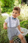 Set for boys with shirt and shorts with brown stripes